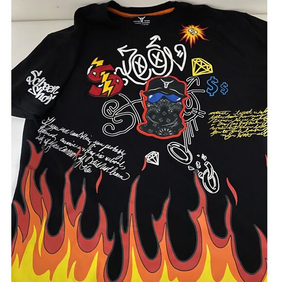 SCREENSHOT Fire Men's T-Shirt Black Size 3 XL - Picture 3 of 6